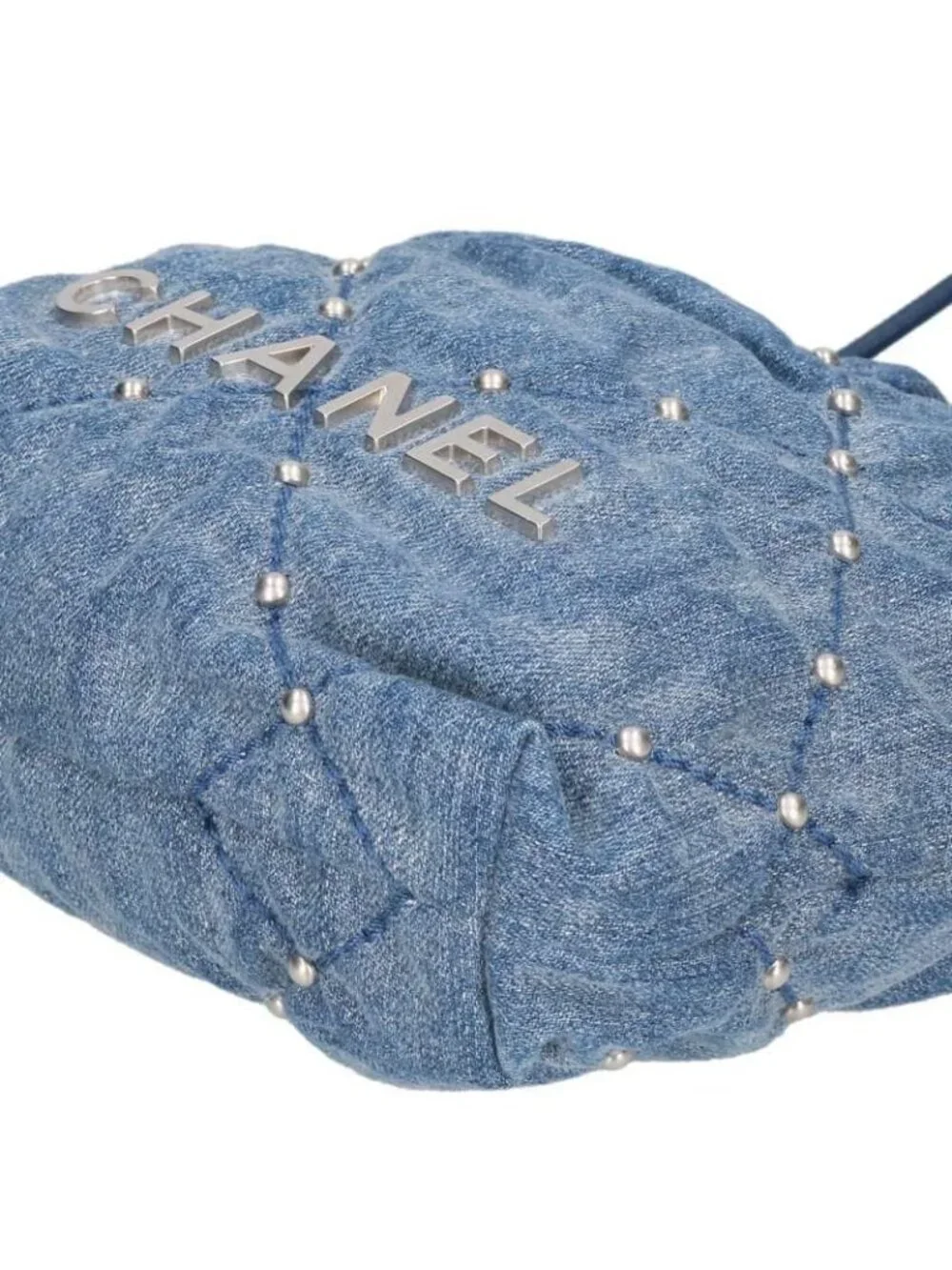 Chanel 22 Mini Denim Studded Chain Shoulder Bag